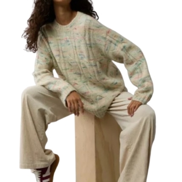 American Eagle Outfitters Sweaters - American Eagle Oversized Multicolor Cable Knit Sweater Size XS Relaxed Fit Soft